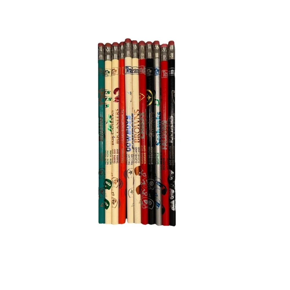 VTG NFL Football Pencil Lot of 11 Unsharpened Pencils Teams Teammate New NOS
